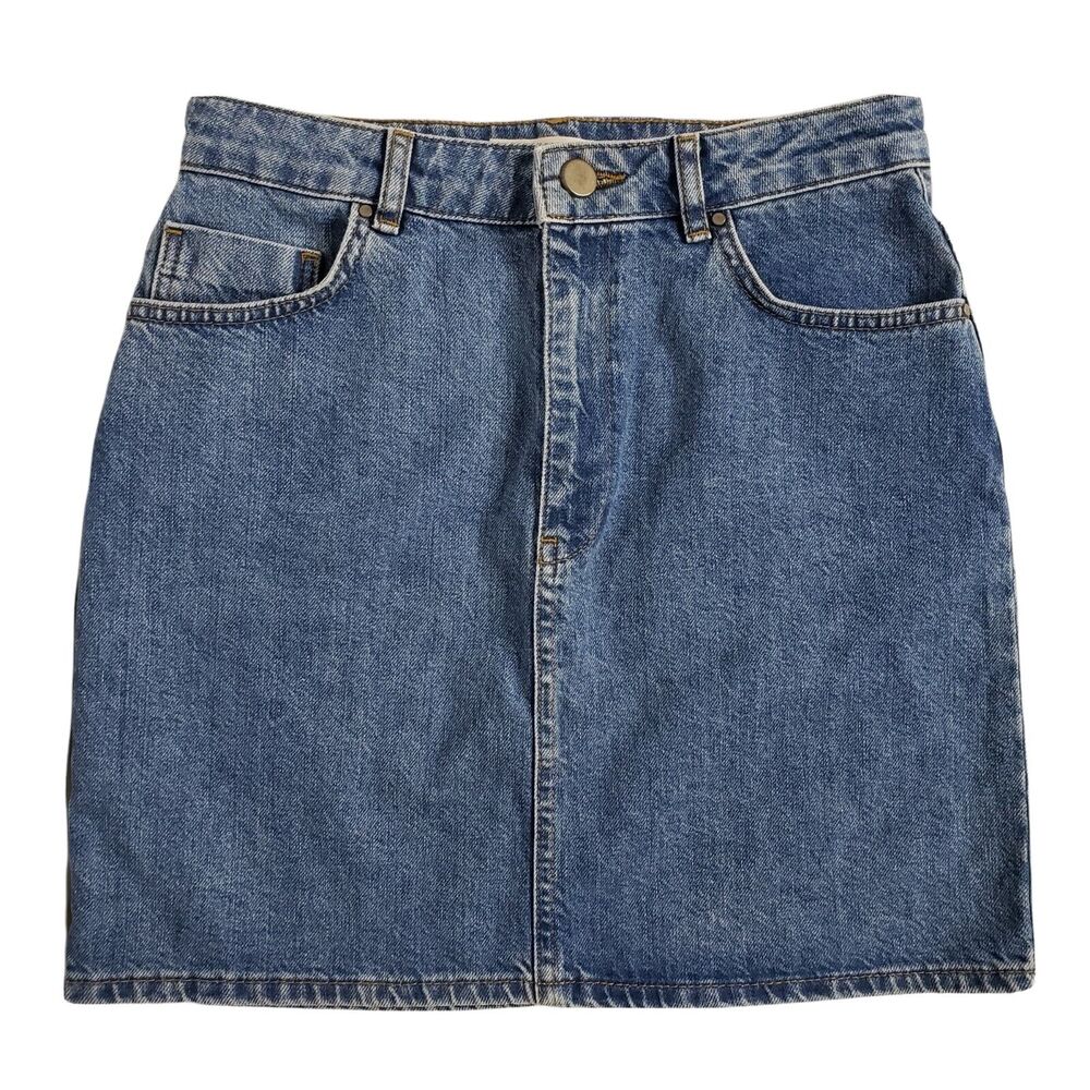 ASOS Denim Women's Mini Skirt Size 8 UK 12 Blue A-line Pockets Medium Wash